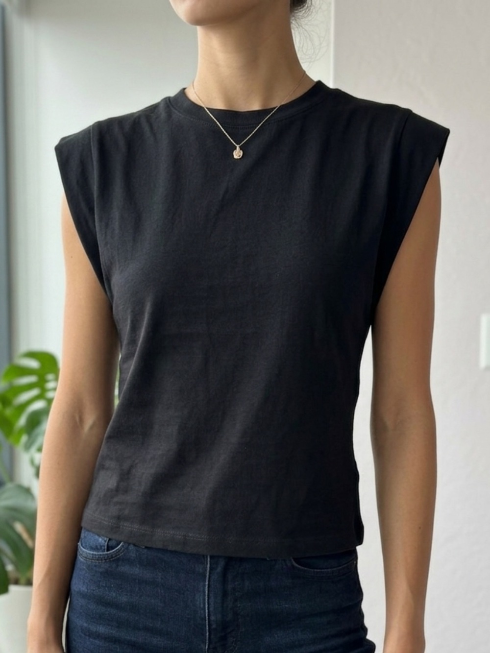Zara Black Muscle Tee with Structured Shoulders